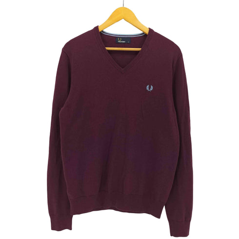 フレッドペリー FRED PERRY メリノウール ワンポイント刺繍 Vネック ニット セーター メンズ import:M