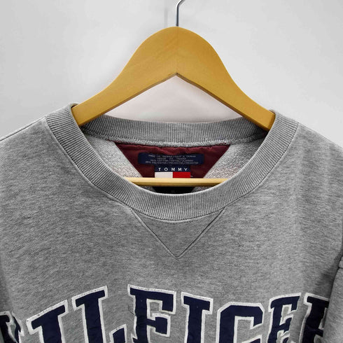 トミーヒルフィガー TOMMY HILFIGER 00S 前V はめ込みガゼット ロゴ 刺繍 リブライン ヘビーウェイト スウェット トレーナー メンズ import:XL