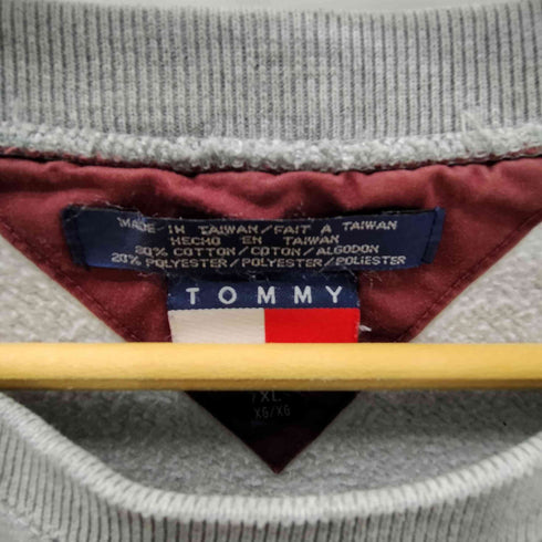 トミーヒルフィガー TOMMY HILFIGER 00S 前V はめ込みガゼット ロゴ 刺繍 リブライン ヘビーウェイト スウェット トレーナー メンズ import:XL