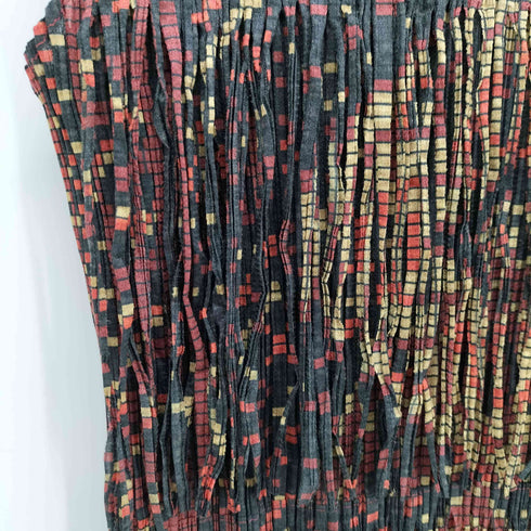 プリーツプリーズイッセイミヤケ PLEATS PLEASE ISSEY MIYAKE 06AW キリム柄ノースリーブフリンジワンピース レディース JPN:3