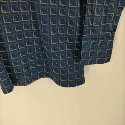gaias デカ襟 総柄 L/S ポリ シャツ メンズ