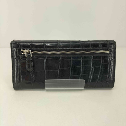 プラダ PRADA クロコ レザー ロゴ刻印 二つ折り 長財布 レディース