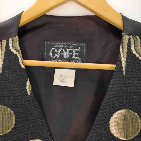 CAFE USA製 月 太陽神 ボタン 総柄 ジレ ベスト メンズ 1