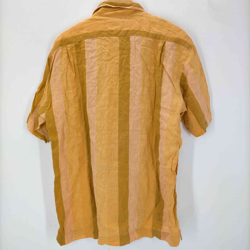 ポールスミスロンドン Paul Smith LONDON 00S OLD MADE IN ITALY Striped Linen 100% Shirt イタリア製 生地 グラデーション ストライプ S/S 麻 リネン 100% シャツ メンズ import:L