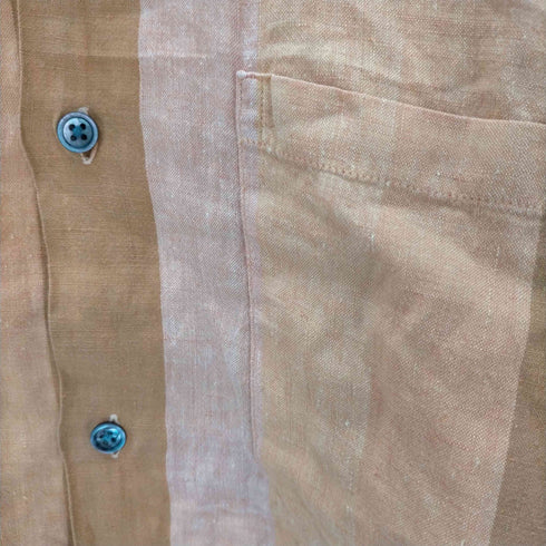 ポールスミスロンドン Paul Smith LONDON 00S OLD MADE IN ITALY Striped Linen 100% Shirt イタリア製 生地 グラデーション ストライプ S/S 麻 リネン 100% シャツ メンズ import:L