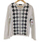 バーバリーブラックレーベル BURBERRY BLACK LABEL V-neck Argyle Tee ホースロゴ刺繍 L/S Vネック アーガイル カットソー メンズ 2