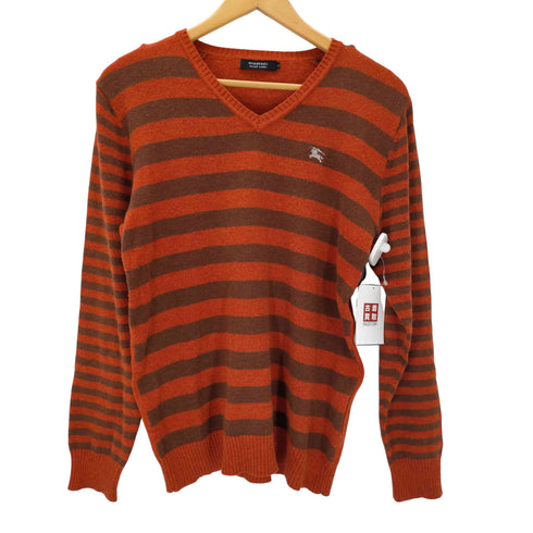 バーバリーブラックレーベル BURBERRY BLACK LABEL V-neck Cashmere Cotton Border Knit Sweater ホースロゴ刺繍 Vネック ボーダー カシミヤ コットン ニット セーター メンズ 2