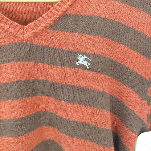 バーバリーブラックレーベル BURBERRY BLACK LABEL V-neck Cashmere Cotton Border Knit Sweater ホースロゴ刺繍 Vネック ボーダー カシミヤ コットン ニット セーター メンズ 2