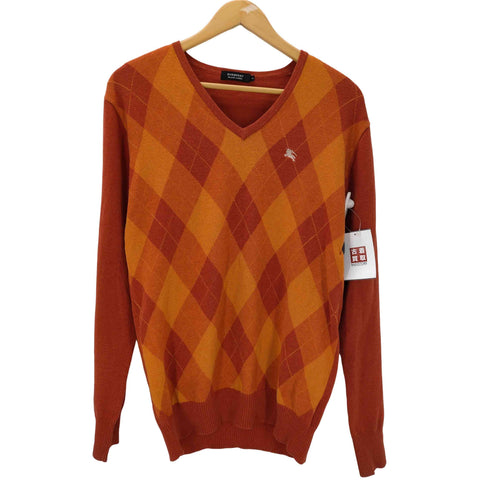 バーバリーブラックレーベル BURBERRY BLACK LABEL V-neck Argyle Knit Sweater ホースロゴ刺繍 Vネック ダイヤ アーガイル ニット セーター メンズ 3