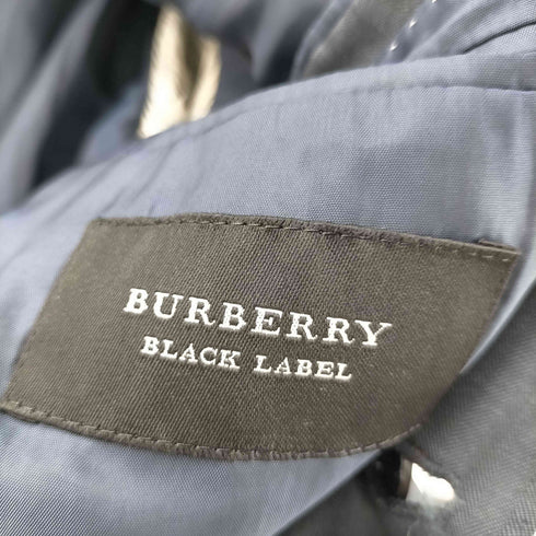 バーバリーブラックレーベル BURBERRY BLACK LABEL Striped Silk Wool Tailored Jacket 裏地背抜き 内ポケ裏 ノバチェック シャドー ストライプ シルク ウール 2B テーラード ジャケット メンズ 38