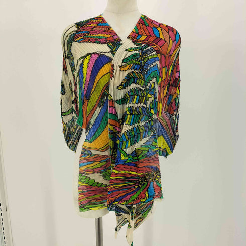 プリーツプリーズイッセイミヤケ PLEATS PLEASE ISSEY MIYAKE 08AW フラワーデザイン プリー 大判 ストール レディース