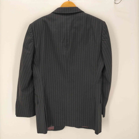 バーバリーブラックレーベル BURBERRY BLACK LABEL Striped Summer Super 100s Wool Tailored Jacket 裏地赤玉虫 背抜き 内ポケ裏 ノバチェック ストライプ Super 100s サマーウール 3B テーラード ジャケット メンズ 36