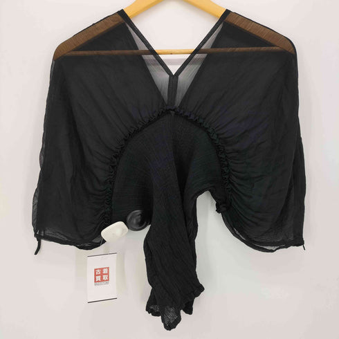 ミーイッセイミヤケ me ISSEY MIYAKE 07AW シアー切替 S/S ブラウス レディース
