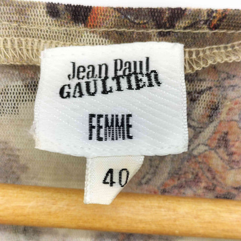 ジャンポールゴルチエフェム Jean Paul GAULTIER FEMME 90-00S 総柄 ドレープノースリーブ パワーネット レディース FR:40