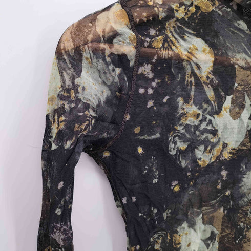ジャンポールゴルチエフェム Jean Paul GAULTIER FEMME 90-00S ロゴ フラワーデザイン ハイネック パワーネット レディース FR:40