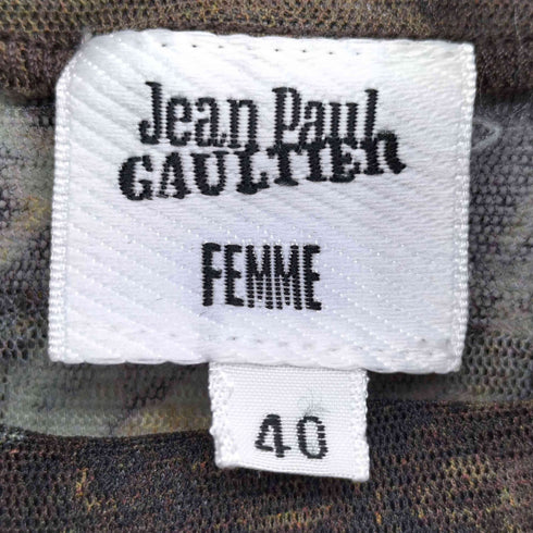 ジャンポールゴルチエフェム Jean Paul GAULTIER FEMME 90-00S ロゴ フラワーデザイン ハイネック パワーネット レディース FR:40