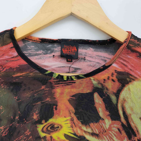 ジャンポールゴルチエ Jean Paul GAULTIER 90-00S エンジェルプリント 総柄 パワーネット レディース FR:40
