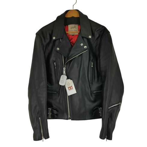 トリプルシックスレザーウェア 666 Leather Wear 英国製 白タグ 内側キルティング ダブルライダースジャケット メンズ UK:42