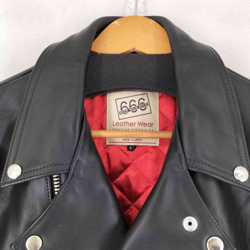 トリプルシックスレザーウェア 666 Leather Wear 英国製 白タグ 内側キルティング ダブルライダースジャケット メンズ UK:42