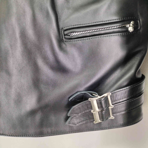 トリプルシックスレザーウェア 666 Leather Wear 英国製 白タグ 内側キルティング ダブルライダースジャケット メンズ UK:42