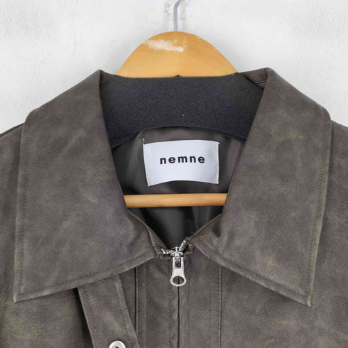 nemne フェイクレザーダブルジップスタンドブルゾン レディース