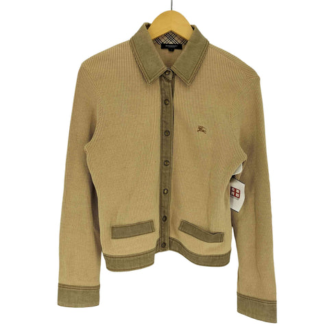 バーバリーロンドン BURBERRY LONDON リブニット切替 袖裏ノバチェック ホース刺繍 L/S シャツ レディース JPN:1