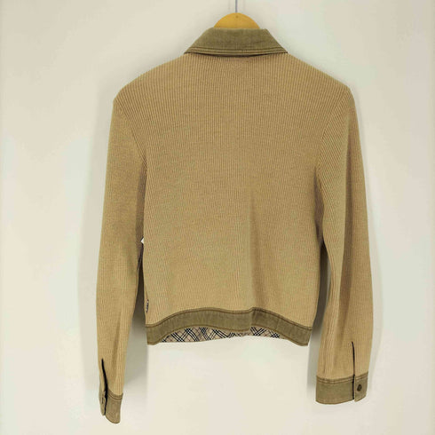 バーバリーロンドン BURBERRY LONDON リブニット切替 袖裏ノバチェック ホース刺繍 L/S シャツ レディース JPN:1