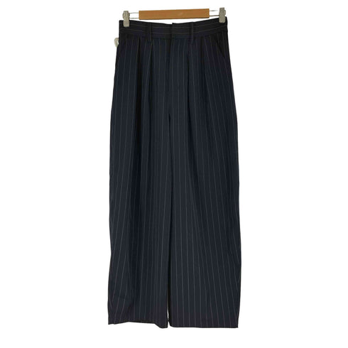 MUHET 2タック ストライプ ワイドスラックス レディース JPN:M