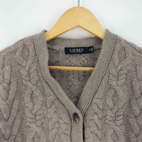 ローレンラルフローレン LAUREN RALPH LAUREN ポニー無 カシミヤ混 ウール ケーブル編み Vネック カーディガン レディース import:S