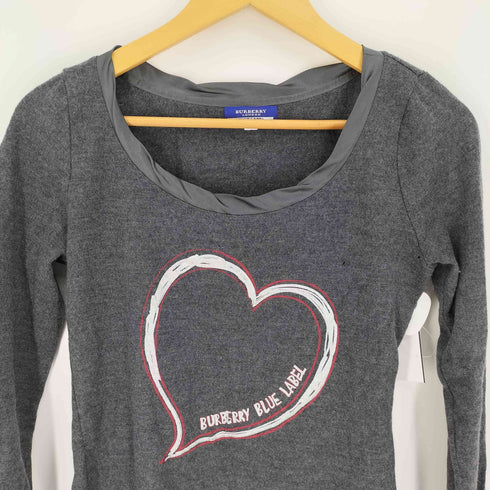 バーバリーブルーレーベル BURBERRY BLUE LABEL ハートプリント Aライン クルーネック L/S Tシャツ Y2K レディース EUR:38