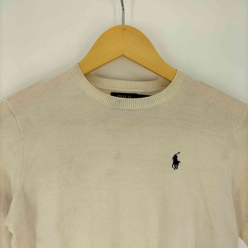 ポロラルフローレン POLO RALPH LAUREN 原稿タグ Washable Merino Wool ウォッシャブル メリノ ウール ポニー刺繍 クルーネック プルオーバー ニット セーター レディース import:M