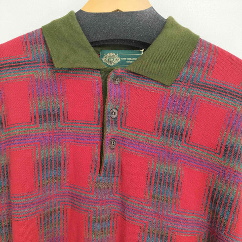 ジム gim KNIT CREATOR HOUSE チェック柄 S/S ポロニット メンズ import:L