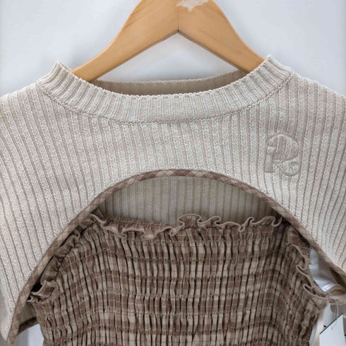 ダーリッチ Darich 25SS ニット レイヤード チェック ミディ ワンピース レディース FREE