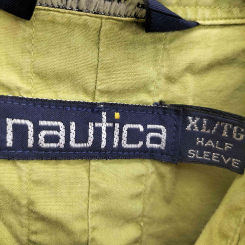ノーティカ NAUTICA 90s 香港製 ロゴ刺繍 ワークシャツ メンズ import:XL