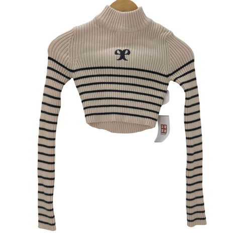 エモダ EMODA 24AW ハイネック クロップ ロゴ ニット レディース FREE