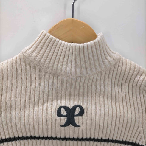 エモダ EMODA 24AW ハイネック クロップ ロゴ ニット レディース FREE