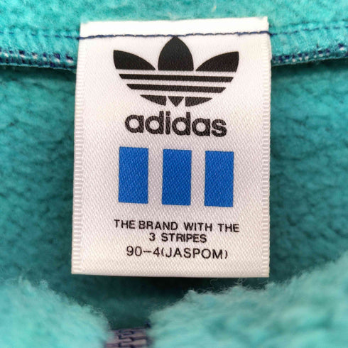 アディダス adidas 90S デサント製 トレフォイルロゴ 裏地フリース ハーフジップ トラックジャケット レディース M