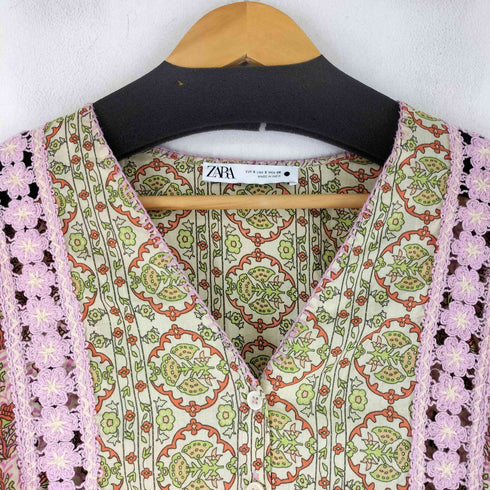 ザラ ZARA 花柄 刺繍 ロングワンピース レディース US S