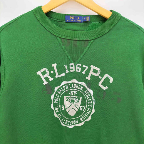 ポロラルフローレン POLO RALPH LAUREN 両V ステンシル フロッキー プリント クルーネック スウェット メンズ import:M