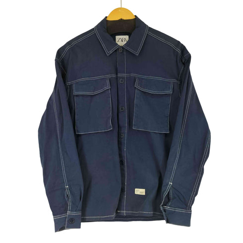 ザラ ZARA フラップポケット シャツジャケット メンズ US S