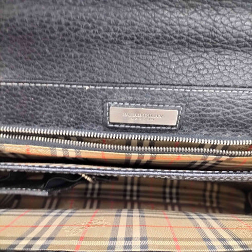 バーバリーロンドン BURBERRY LONDON 裏地ノバチェック シボ革 レザービジネスバッグ メンズ