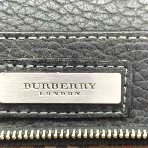 バーバリーロンドン BURBERRY LONDON 裏地ノバチェック シボ革 レザービジネスバッグ メンズ
