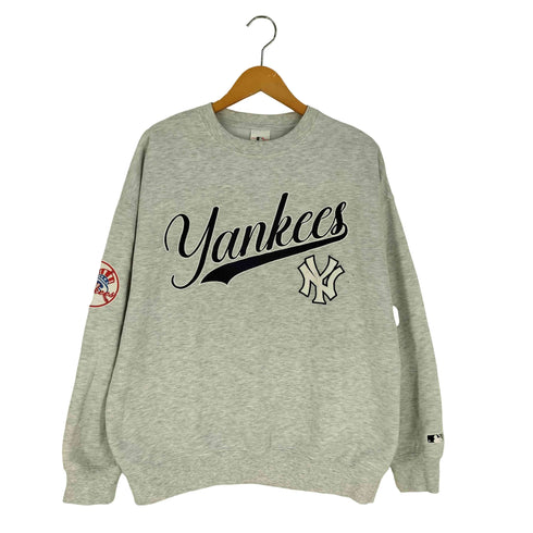 ジェニュインマーチャンダイズ GENUINE MERCHANDISE ベースボールチーム 両面ロゴ刺繍 袖ワッペン 裏起毛 クルーネック スウェット メンズ import:M