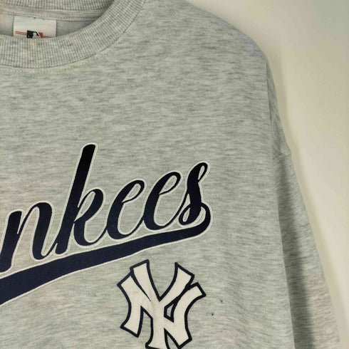 ジェニュインマーチャンダイズ GENUINE MERCHANDISE ベースボールチーム 両面ロゴ刺繍 袖ワッペン 裏起毛 クルーネック スウェット メンズ import:M