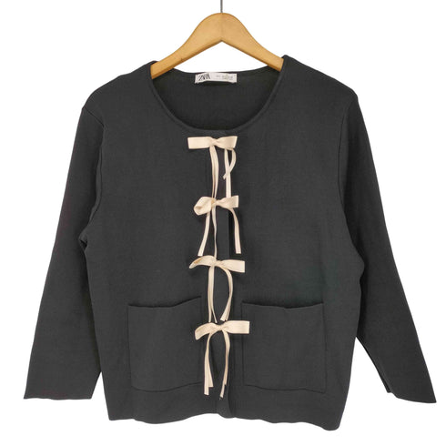 ザラ ZARA リボン付きカーディガン レディース import:L