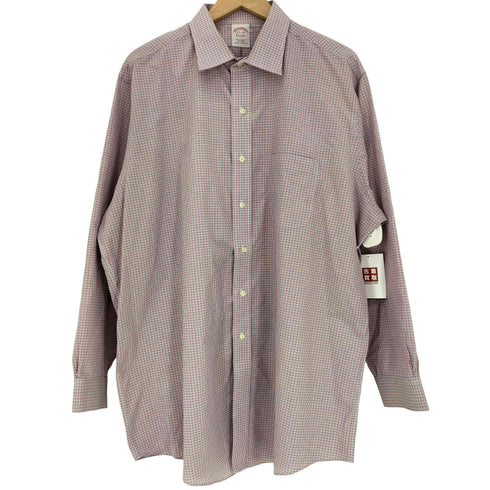 ブルックスブラザーズ BROOKS BROTHERS TRADITIONAL FIT NON-IRONチェック 長袖 シャツ メンズ 17 1/2-34