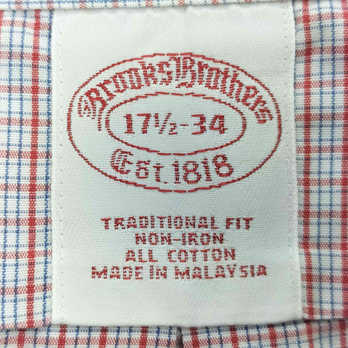 ブルックスブラザーズ BROOKS BROTHERS TRADITIONAL FIT NON-IRONチェック 長袖 シャツ メンズ 17 1/2-34