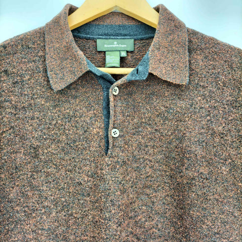 エルメネジルドゼニア Ermenegildo Zegna イタリア製 ナイロン ウール パイル 長袖 ポロシャツ メンズ import:XL