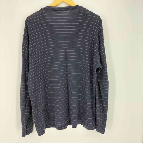 エルメネジルドゼニア Ermenegildo Zegna イタリア製 ポリ混 リネン ボーダー 長袖 ポケット Tシャツ メンズ import:XL