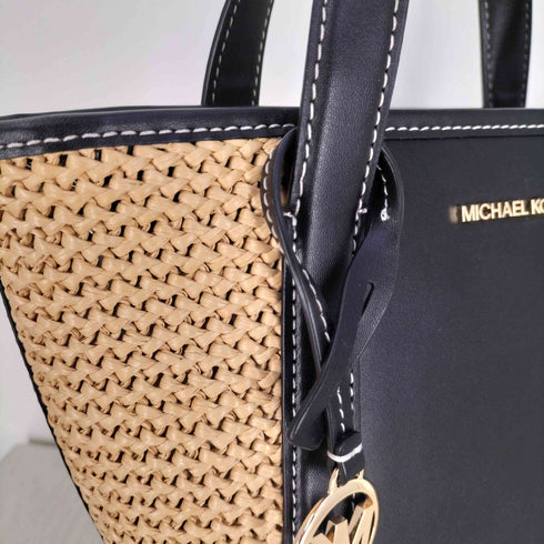 マイケルコース Michael Kors PRATT スムース アンド ストロー トート スモール カゴバッグ レディース